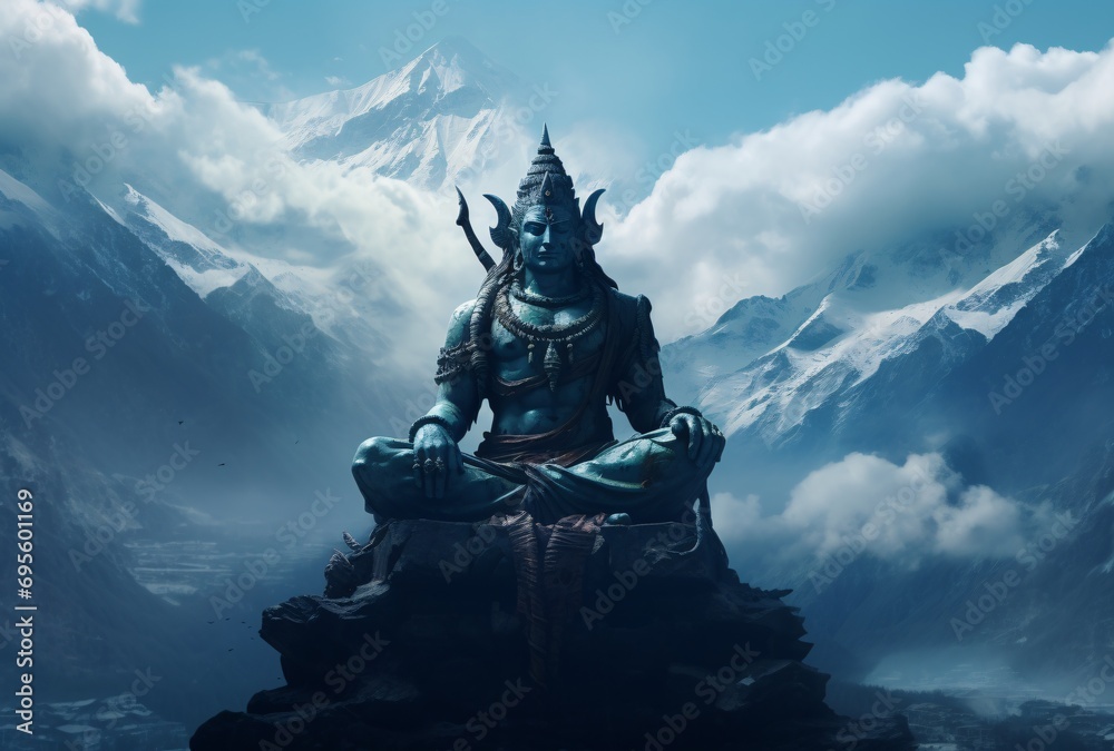 A Hindu Deity in Meditation Generative AI - obrazy, fototapety, plakaty 