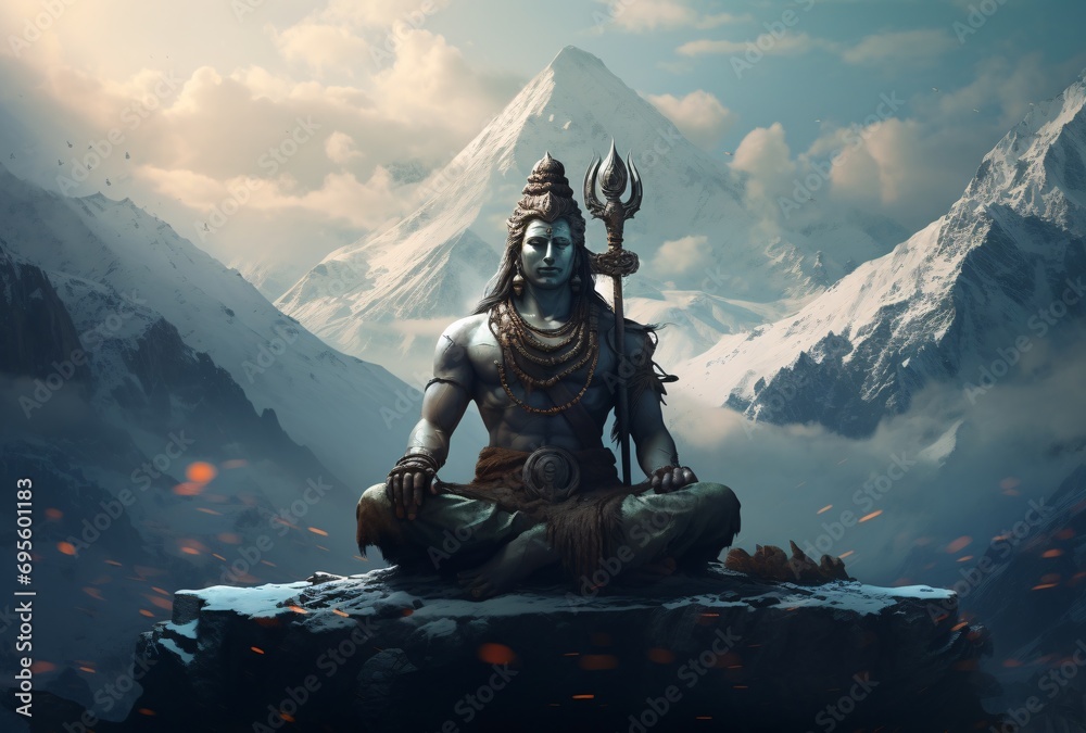 A Hindu Deity in Meditation Generative AI - obrazy, fototapety, plakaty 