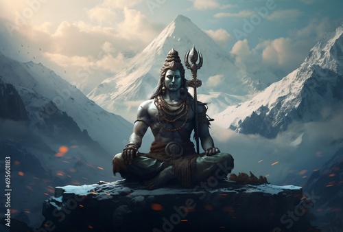 A Hindu Deity in Meditation Generative AI photo