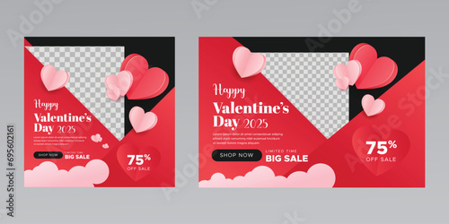 happy valentine social media instagram post banner & webinar invitation poster flyer template 