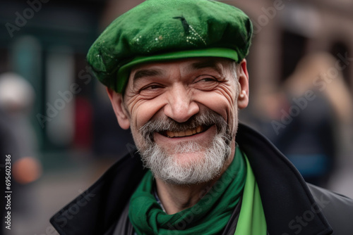 man smiling in green outfit on st patrick's day