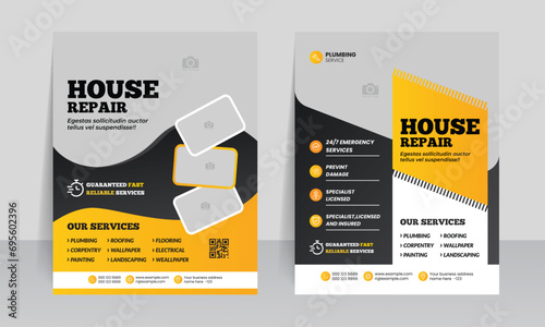 house repair design template with home repair construction handyman plumber service layout brochure page 
