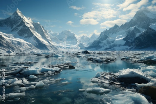 Arctic Glacier Beauty: Majestic icy landscape with glaciers, symbolizing nature's grandeur and the tranquility of remote wilderness. © ZenOcean_DigitalArts