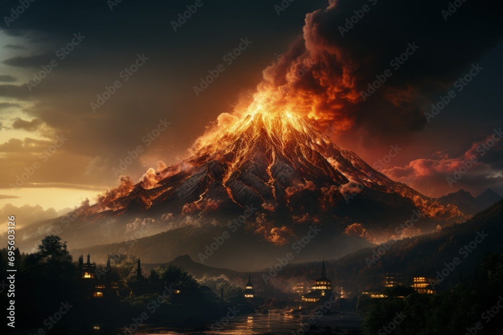 Volcanic Fury - Nature's Mighty Eruption: A dramatic volcanic eruption ...