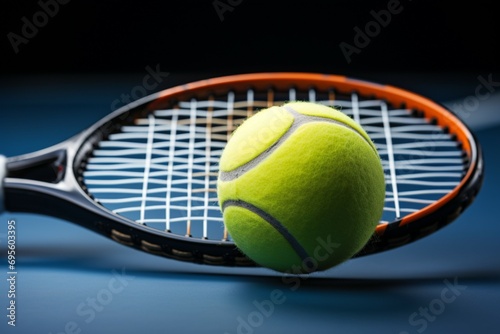Tennis essentials Ball and racket ready for an energetic match © Muhammad Shoaib