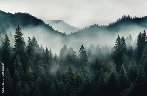 Mystic Fog in the Mountain Pines