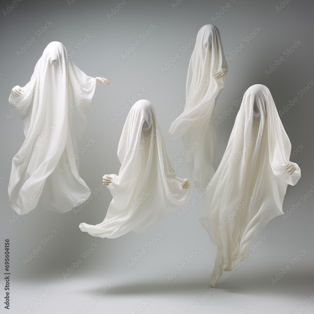 Ghostly Figures - A Series of White Ghosts in Motion Generative AI Ghostly Figures - A Series of White Ghosts in Motion Generative AI