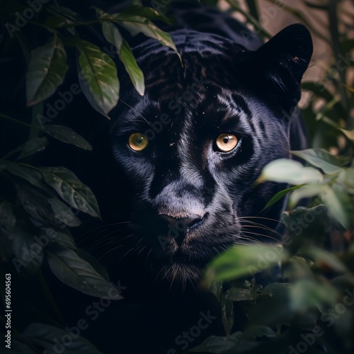 A Black Panther Staring at the Camera Generative AI © Vinod