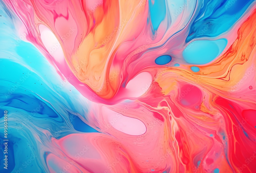 Colorful Abstract Artwork with Pink, Blue, Orange, and Yellow Tones Generative AI