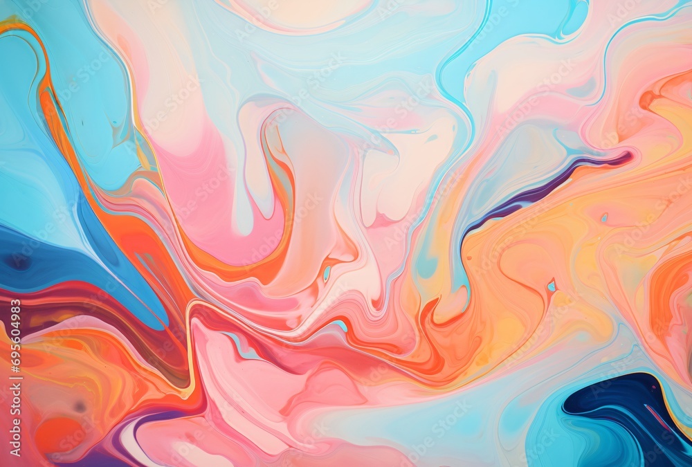 Colorful Abstract Artwork with Pink, Blue, and Orange Tones Generative AI