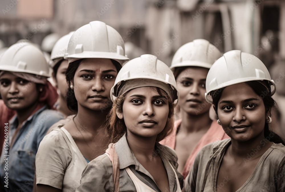 A group of construction workers wearing hard hats Generative AI A group of construction workers wearing hard hats Generative AI