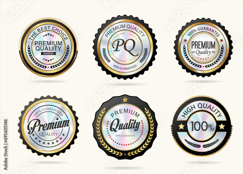 Premium quality gold and black badge collection