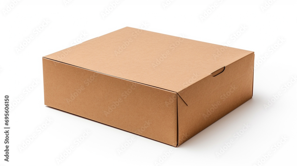 An eco-friendly, brown cardboard packaging box mockup, isolated on a white background.