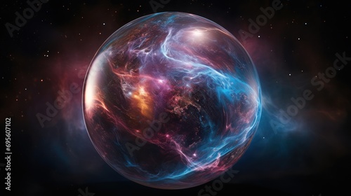  an image of a space scene with a planet in the middle of the image and a star in the middle of the image.