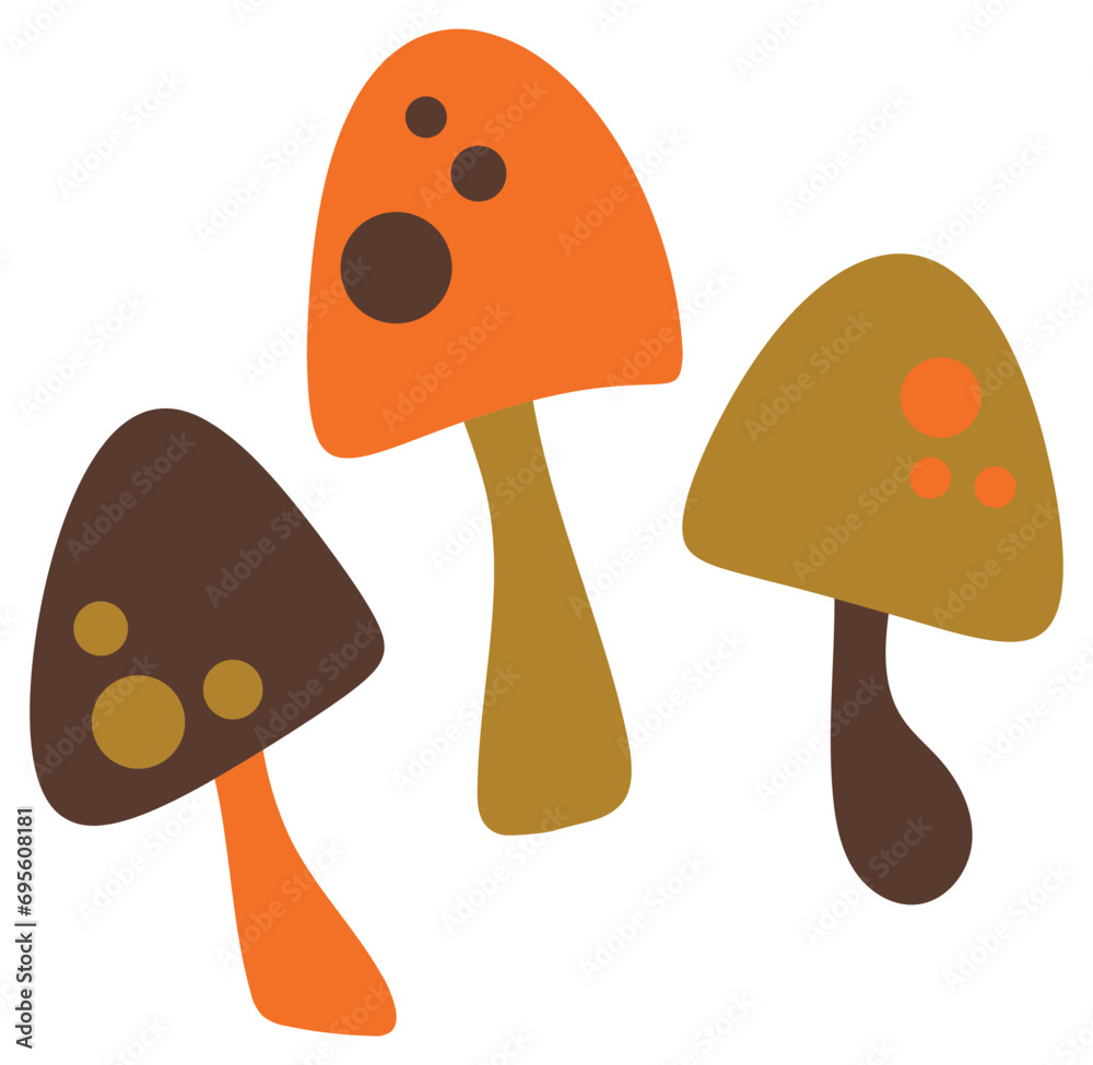 Groovy Retro Mushrooms