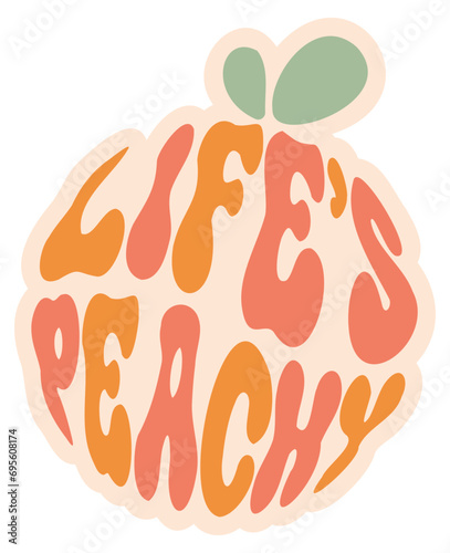 Groovy Retro "Life's Peachy" Peach with Leaves