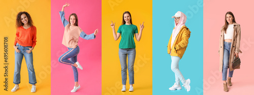 Set of fashionable women in...