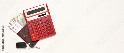 Calculator, passport, ticke...