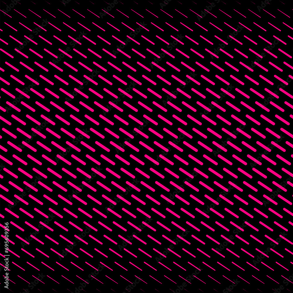 Vector abstract geometric halftone seamless pattern with diagonal dash lines, fade stripes. Extreme sport style background, urban art. Black and neon hot pink minimal texture. Repeated sporty design