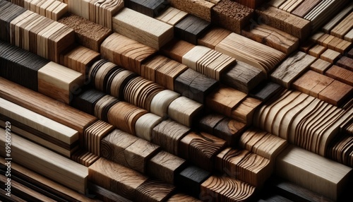 stacked woodblocks of different wood types