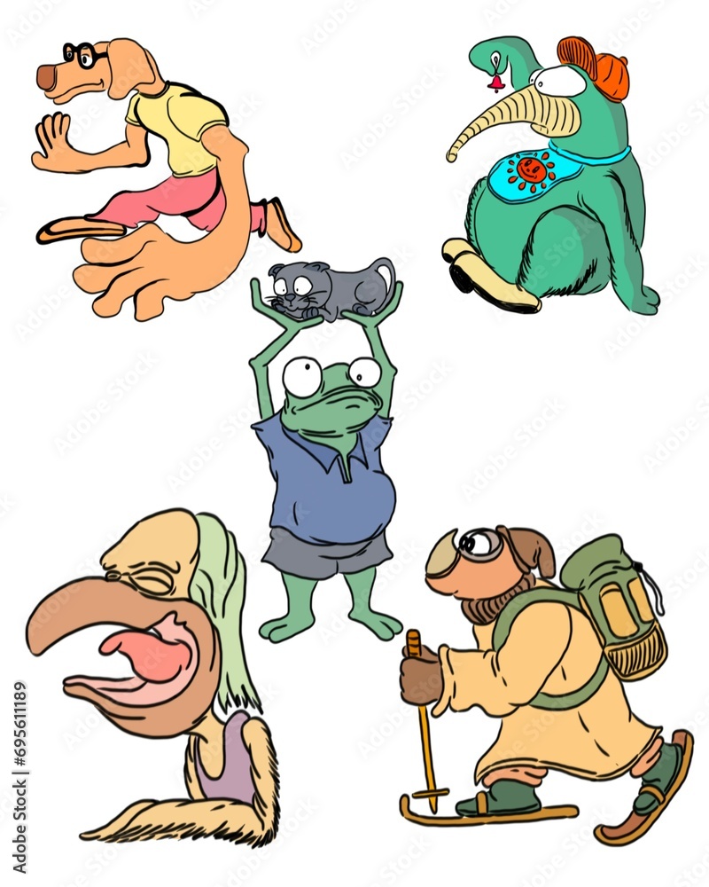Fototapeta premium set of cartoon animals