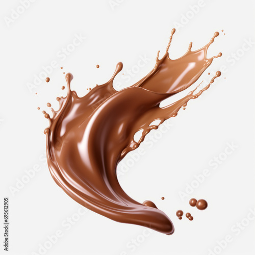 Dynamic chocolate splash isolated on white background.