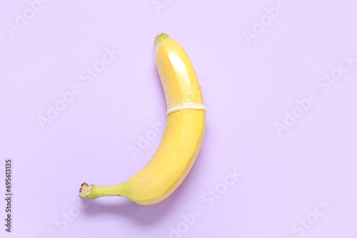 Fresh banana in condom on p...