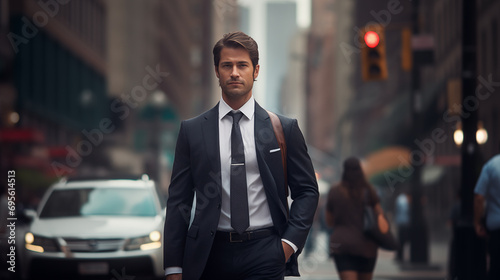 Businessman walking down the street Generative AI  © Diana Zelenko