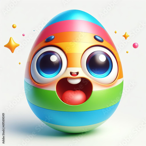 Funny colorful Easter egg cartoon. Religion and culture. AI generated photo