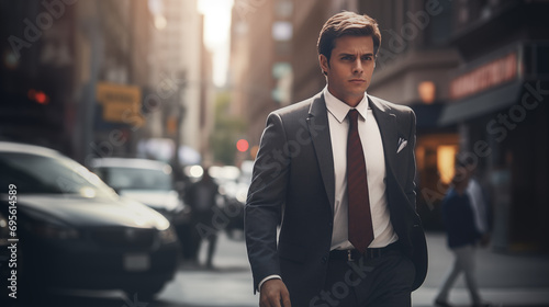 Businessman walking down the street Generative AI 
