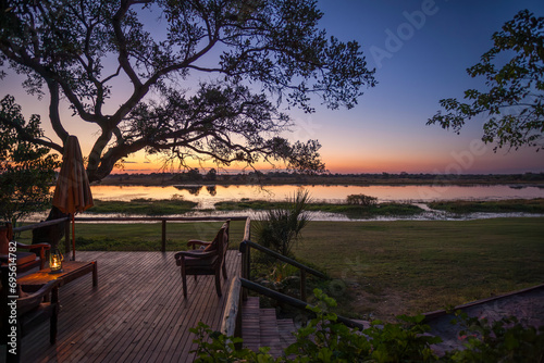 sunset on the river in Africa