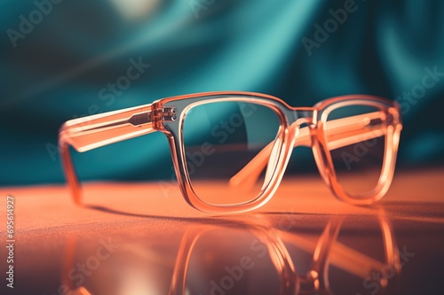 A Stylish Pair of Glasses in the new color trend on a Table Created With Generative AI Technology