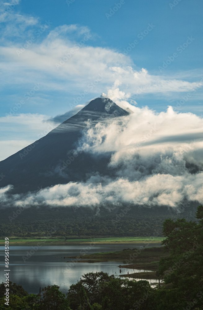 clouds around the volcano - obrazy, fototapety, plakaty 