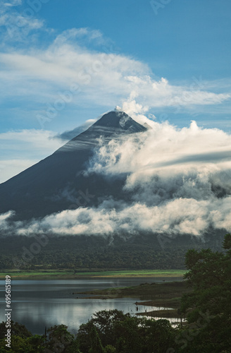 clouds around the volcano photo