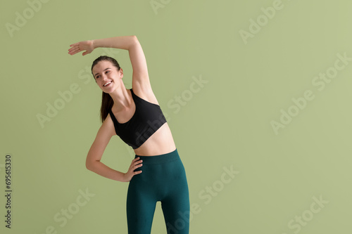 Sporty young woman training...