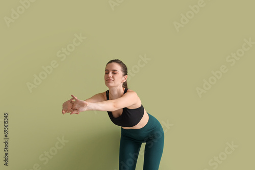 Sporty young woman training...