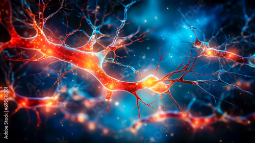 Nerve cells that send and receive neurotransmitters photo