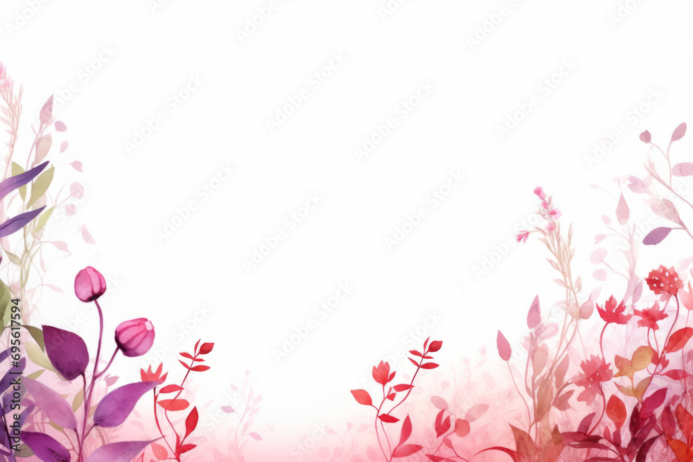 Vibrant watercolor floral arrangement with pink and red hues, perfect for romantic backgrounds