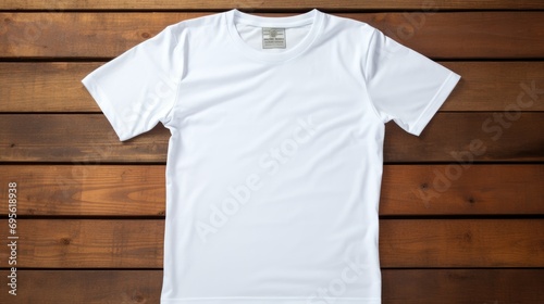 White T-Shirt on Wooden Surface for Custom Designs