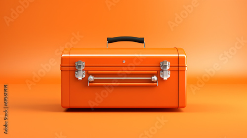 The toolbox on the orange background was a symbol of potential and possibility, a reminder that even the most basic tools can be used to create something great. ai generated.