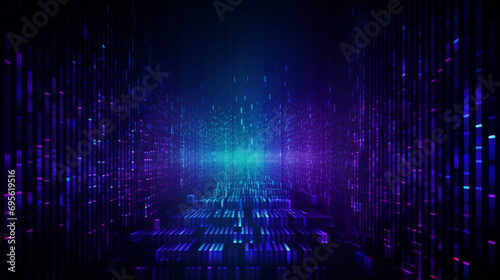 digital background representing the Matrix, with binary code and falling dots, high-resolution, seamless blue and purple gradient photo