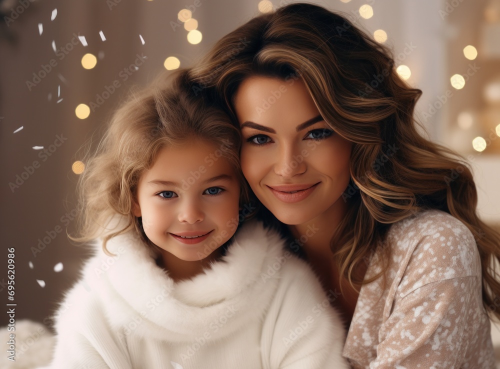 her daughter cuddling in a white sweater her daughter cuddling in a white sweater