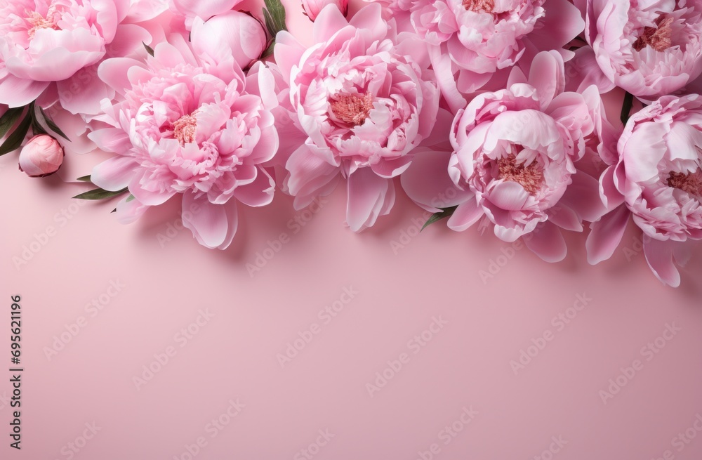 pink peonies in a bouquet against a pink background