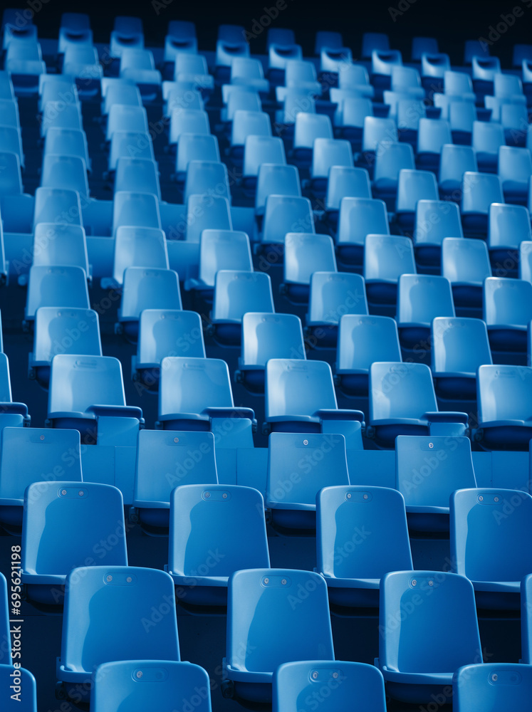 blue seats in a stadium.Minimal sport concept blue seats in a stadium.Minimal sport concept