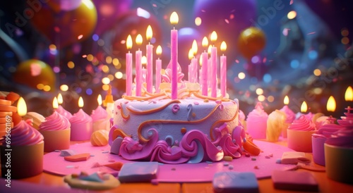many candles lit on a homemade birthday cake