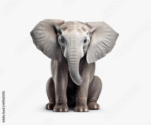 grey elephant sitting on a transparent © ArtCookStudio