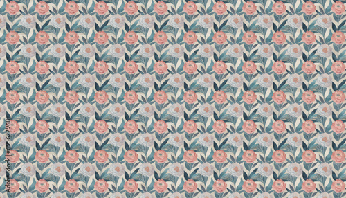 retro pop hand drawn watercolor seamless pattern, vector graphic resources, 16:9 widescreen wallpaper / backdrop, camellia flower motif