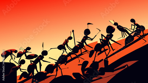A group of ants working together. vektor icon illustation