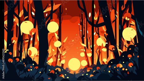 A cluster of fireflies in the night. vektor icon illustation