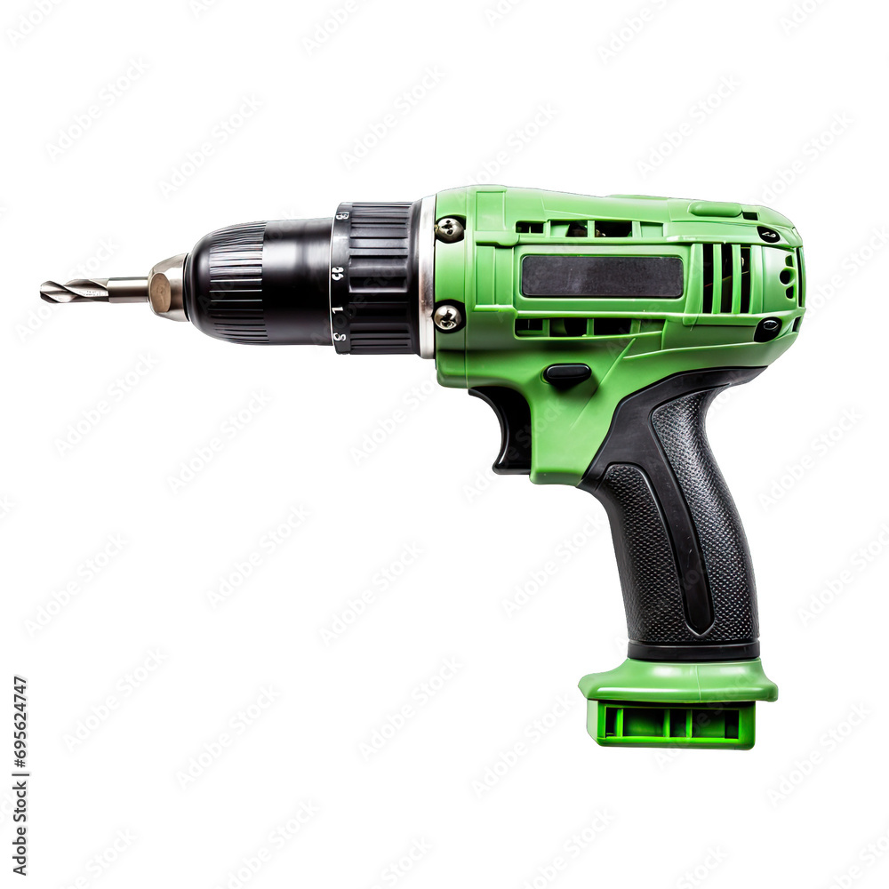 cordless drill on transparent background